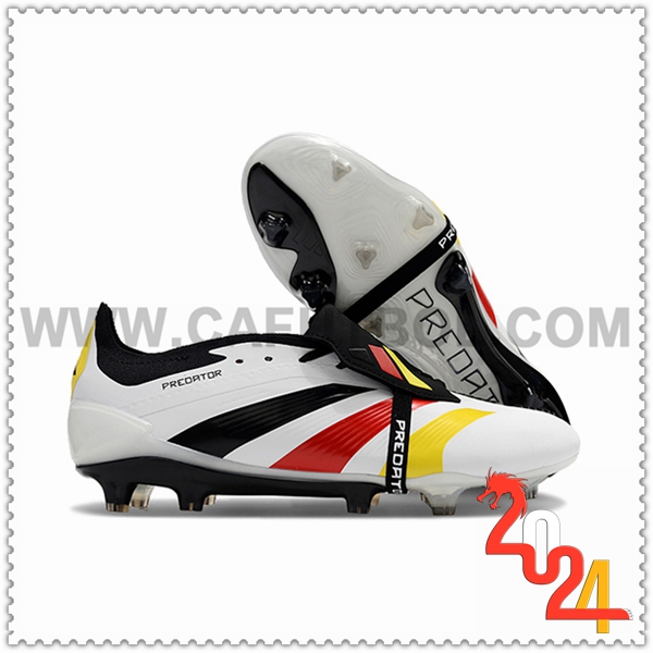 Adidas Zapatos Futbol Predator Elite Tongue FG Blanco/Negro/Amarillo/Rojo