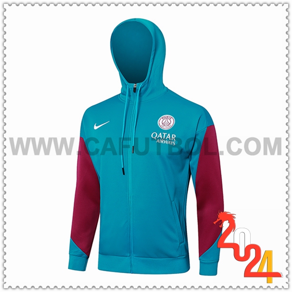 Chaqueta Con Capucha PSG Verde/Rojo 2024 2025