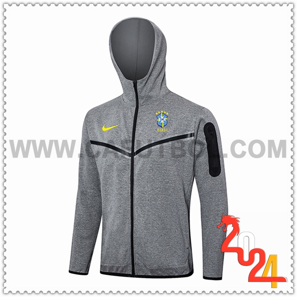 Chaqueta Con Capucha Brasil Gris 2024 2025