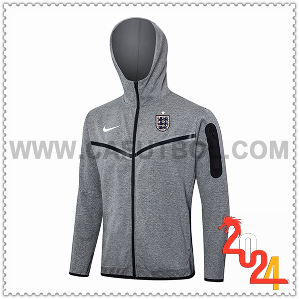 Chaqueta Con Capucha Inglaterra Gris 2024 2025