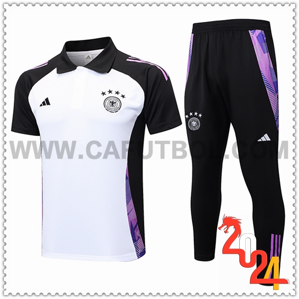 Camiseta Polo Alemania Blanco/Negro/Violeta 2024 2025