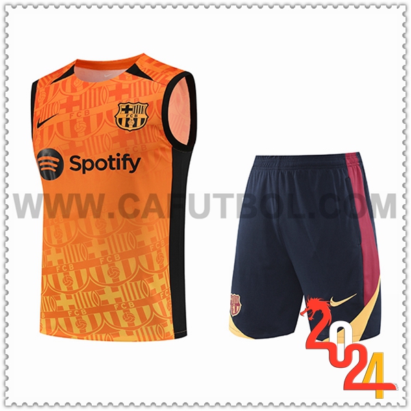 Camiseta Entrenamiento sin mangas FC Barcelona Naranja/Negro 2024 2025