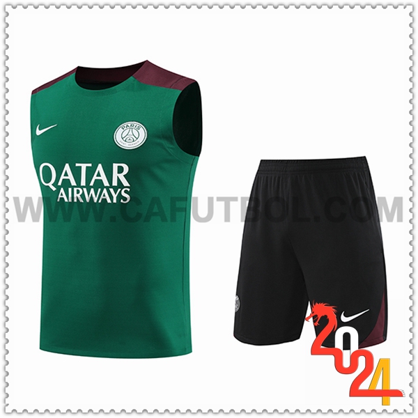 Camiseta Entrenamiento sin mangas PSG Verde/Rojo 2024 2025