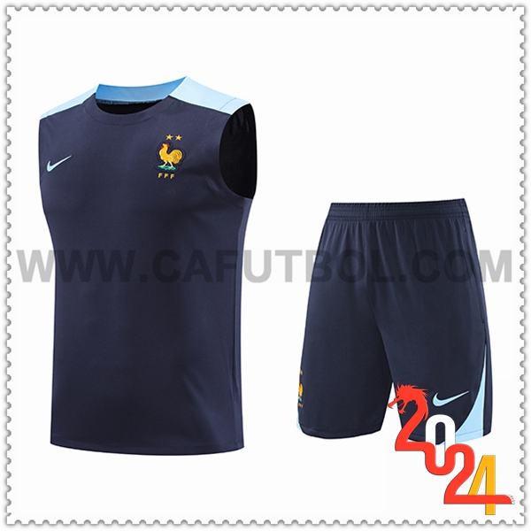 Camiseta Entrenamiento sin mangas Francia Azul Oscuro 2024 2025 -02