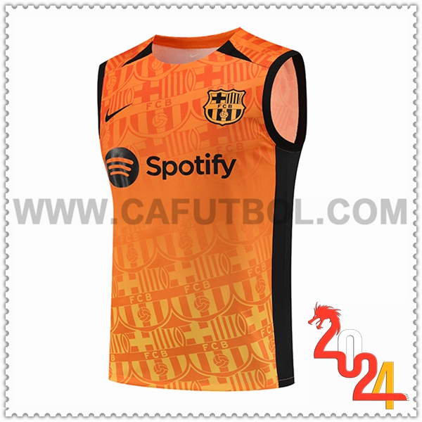 Chalecos De Futbol FC Barcelona Naranja/Negro 2024 2025