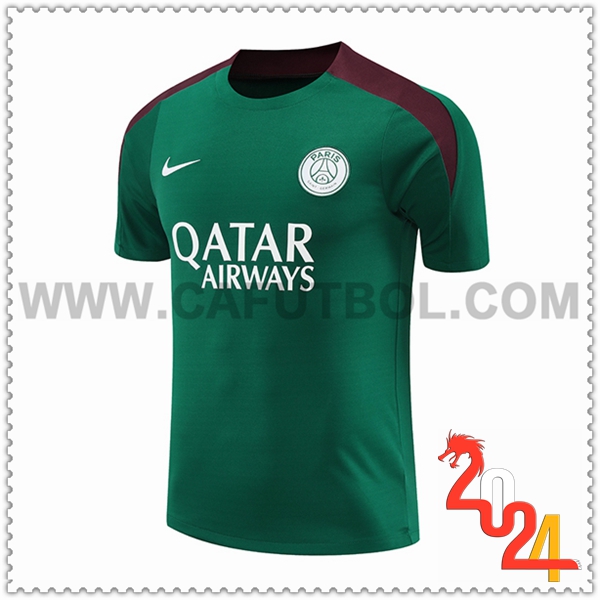 Camiseta Entrenamiento PSG Verde/Rojo 2024 2025