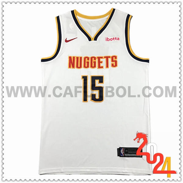 Camisetas Denver Nuggets (JOKIC #15) 2024/25 Blanco/Negro/Amarillo