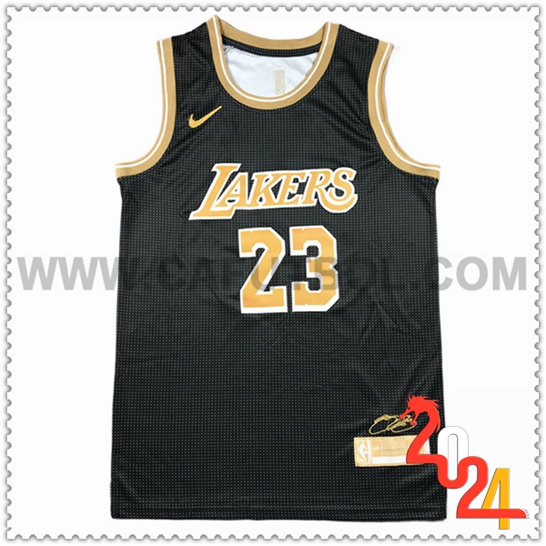 Camisetas Los Angeles Lakers (JAMES #23) 2024/25 Negro/Amarillo