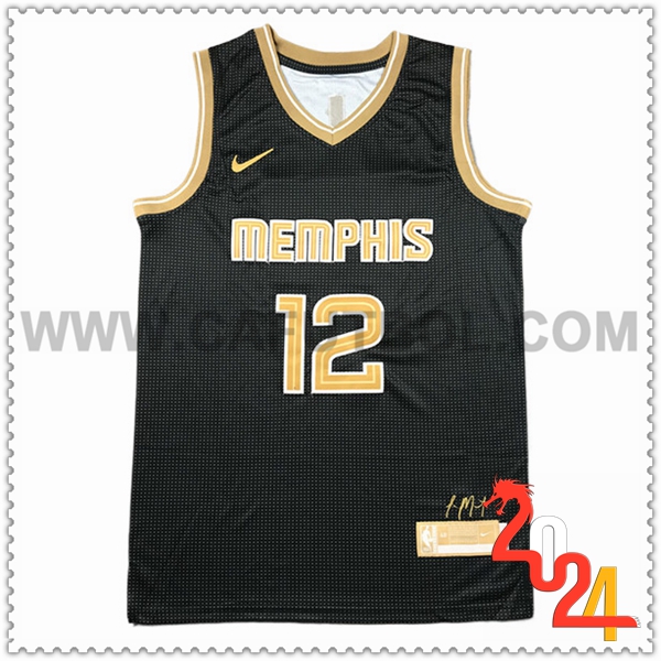 Camisetas Memphis Grizzlies (MORANT #12) 2024/25 Negro/Amarillo