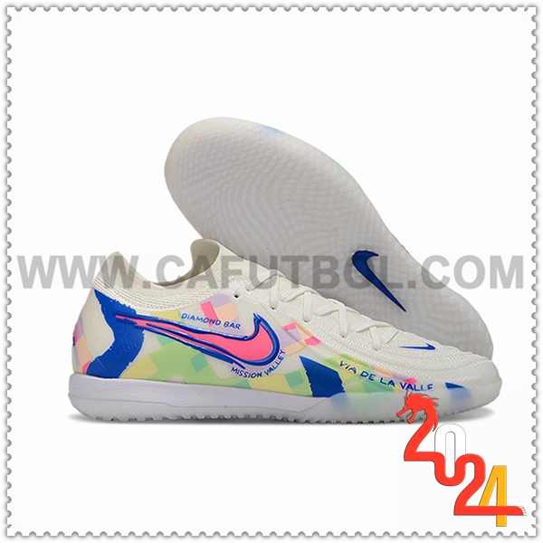 Nike Botas De Fútbol Phantom GX II Elite IC Blanco/Azul/Rosa -02