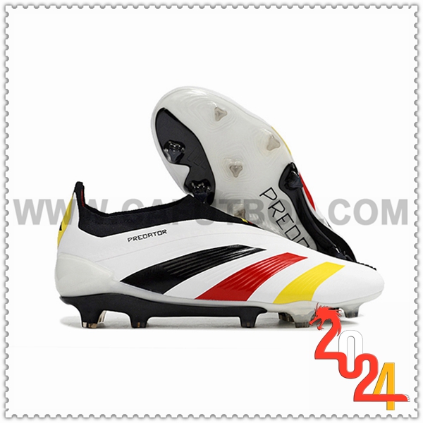 Adidas Botas De Fútbol PREDATOR ELITE LACELESS BOOTS FG Blanco/Negro/Rojo/Amarillo