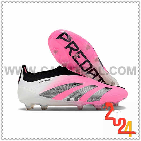 Adidas Botas De Fútbol PREDATOR ELITE LACELESS BOOTS FG Rosa/Gris/Blanco