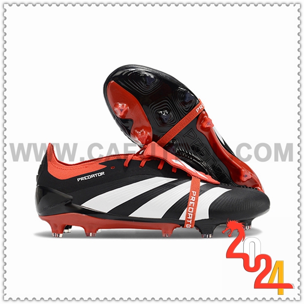 Adidas Botas De Fútbol Predator Elite Tongue FG Negro/Blanco/Rojo