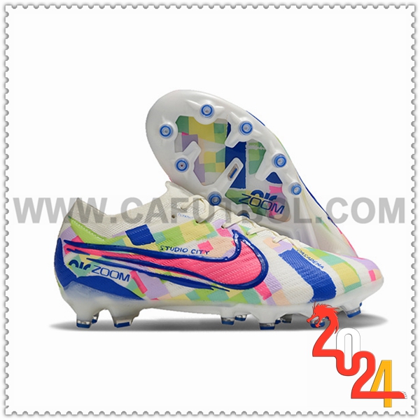 Nike Botas De Fútbol Air Zoom Mercurial Vapor XV Elite AG Blanco/Azul/Rosa