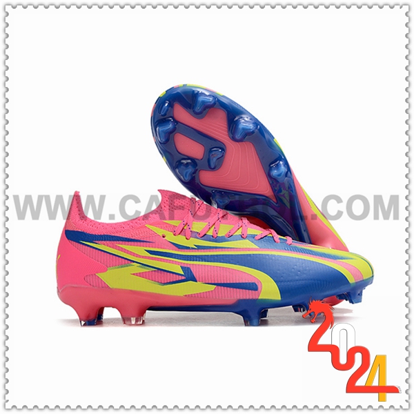 PUMA Botas De Fútbol Ultra Ultimate FG Rosa/Amarillo/Azul