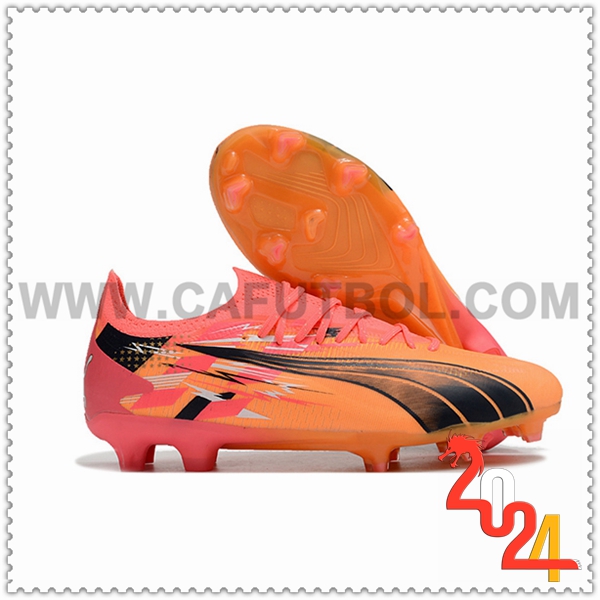 PUMA Botas De Fútbol Ultra Ultimate FG Naranja/Negro/Rosa