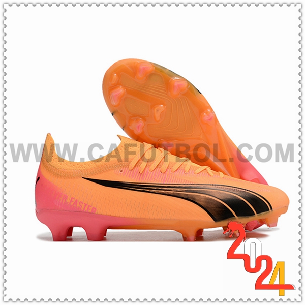 PUMA Botas De Fútbol Ultra Ultimate FG Naranja/Negro/Rosa -02