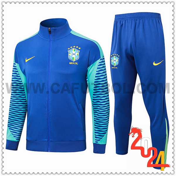 Chandal Futbol Chaquetas Brasil Azul/Verde 2024 2025