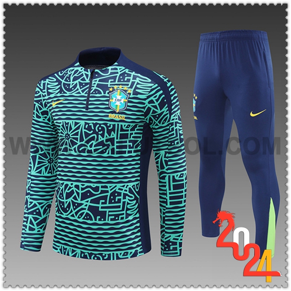 Chandal Futbol Brasil Ninos Verde/Azul 2024 2025