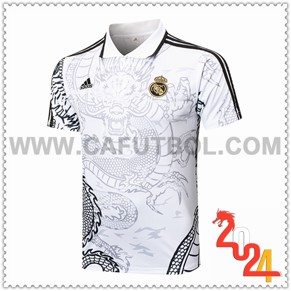 Camiseta Polo Real Madrid Blanco/Gris/Negro 2024 2025