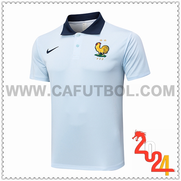 Camiseta Polo Francia Azul Claro 2024 2025