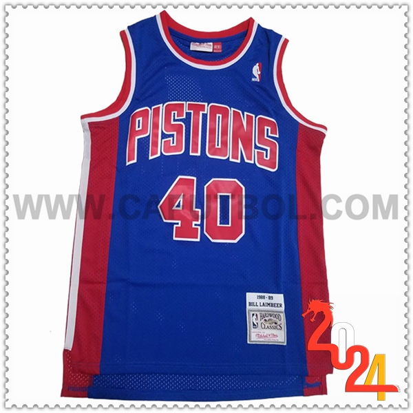 Camisetas Detroit Pistons (LAIMBEER #40) 2024/25 Azul/Rojo