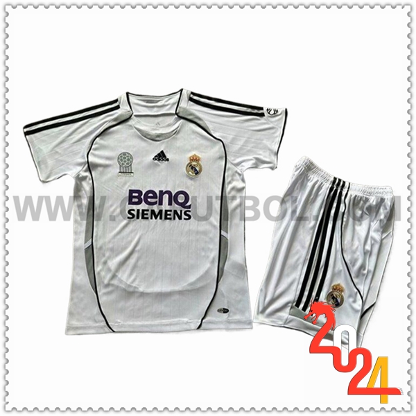 Primera Camiseta Retro Real Madrid Ninos 2006/2007