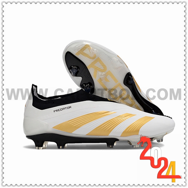 Adidas Botas De Fútbol PREDATOR ELITE LACELESS BOOTS FG Blanco/Amarillo/Negro