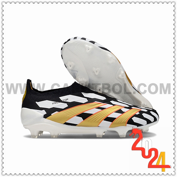 Adidas Botas De Fútbol PREDATOR ELITE LACELESS BOOTS FG Negro/Blanco/Amarillo