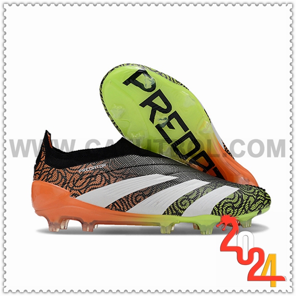 Adidas Botas De Fútbol PREDATOR ELITE LACELESS BOOTS FG Negro/Naranja/Blanco/Verde