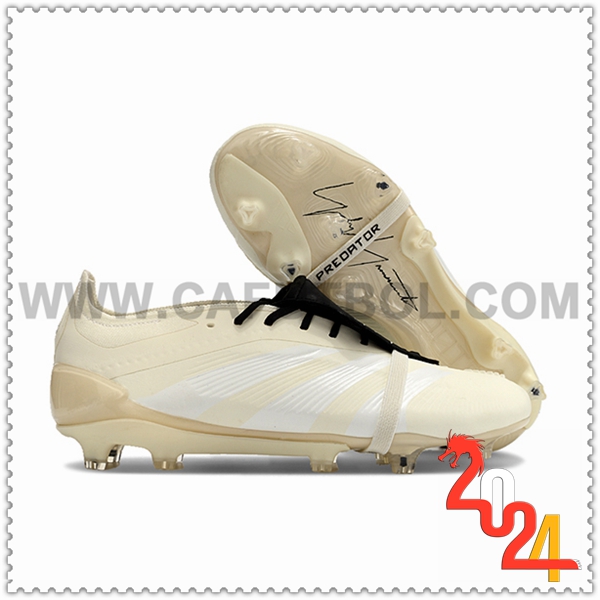 Adidas Botas De Fútbol Predator Elite Tongue FG Beige/Blanco