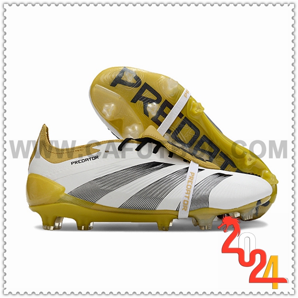 Adidas Botas De Fútbol Predator Elite Tongue FG Blanco/Amarillo/Gris