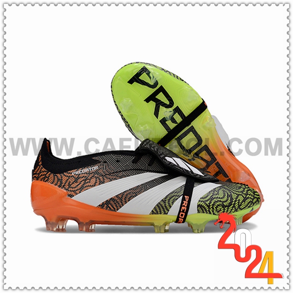 Adidas Botas De Fútbol Predator Elite Tongue FG Negro/Naranja/Blanco/Verde