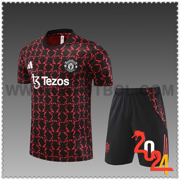 Camiseta Entrenamiento Manchester United Ninos Negro/Rojo 2024 2025