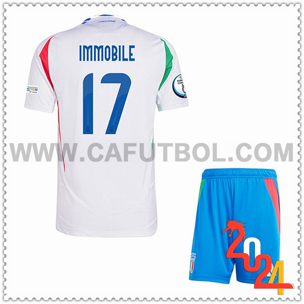 Segunda Camiseta Futbol Italia IMMOBILE #17 Ninos Eurocopa 2024