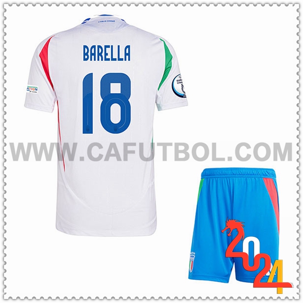 Segunda Camiseta Futbol Italia BARELLA #18 Ninos Eurocopa 2024