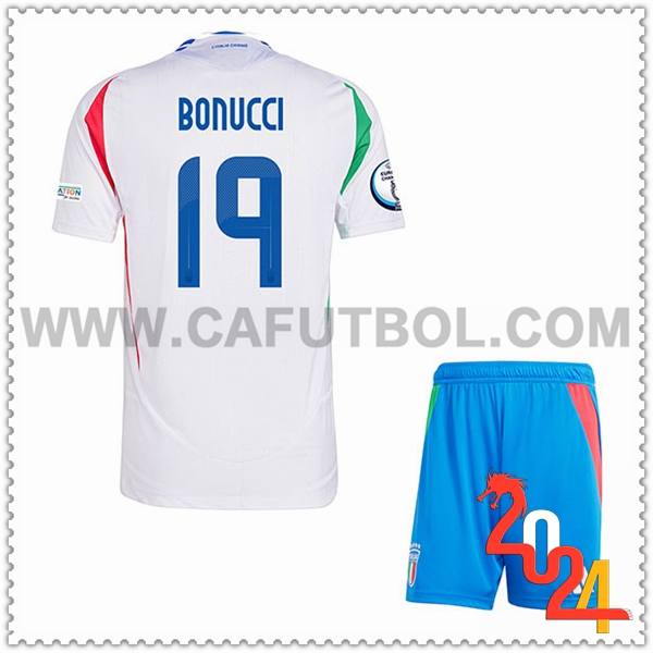 Segunda Camiseta Futbol Italia BONUCCI #19 Ninos Eurocopa 2024