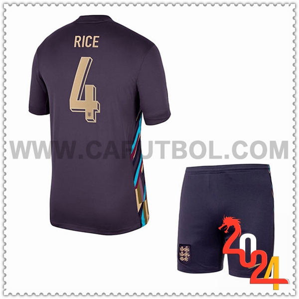 Segunda Camiseta Futbol Inglaterra RICE #4 Ninos Eurocopa 2024