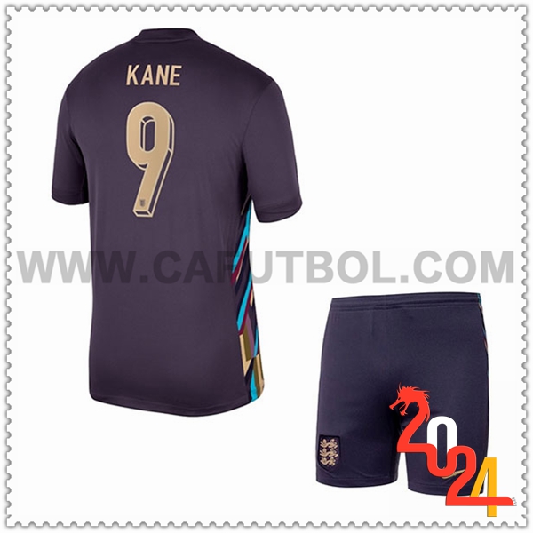 Segunda Camiseta Futbol Inglaterra KANE #9 Ninos Eurocopa 2024