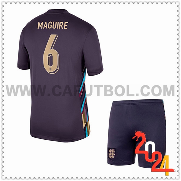 Segunda Camiseta Futbol Inglaterra MAGUIRE #6 Ninos Eurocopa 2024