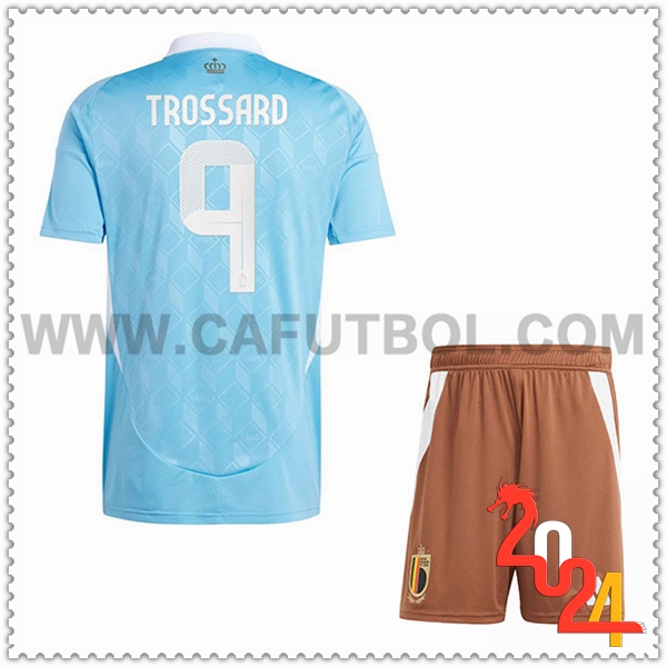 Segunda Camiseta Futbol Belgica TROSSARD #9 Ninos Eurocopa 2024