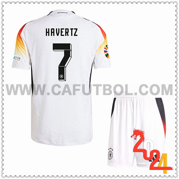 Primera Camiseta Futbol Alemania HAVERTZ #7 Ninos Verde Eurocopa 2024