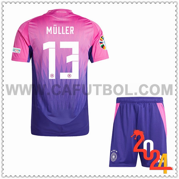 Segunda Camiseta Futbol Alemania MULLER #13 Ninos Eurocopa 2024