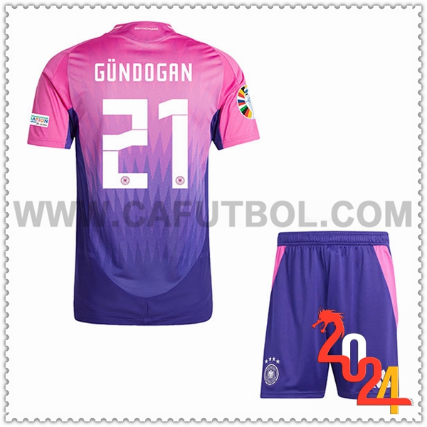 Segunda Camiseta Futbol Alemania GUNDOGAN #21 Ninos Eurocopa 2024