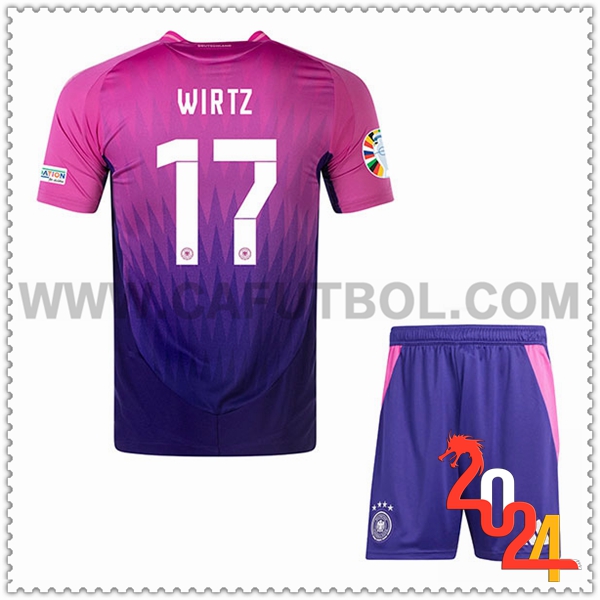 Segunda Camiseta Futbol Alemania WIRTZ #17 Ninos Eurocopa 2024