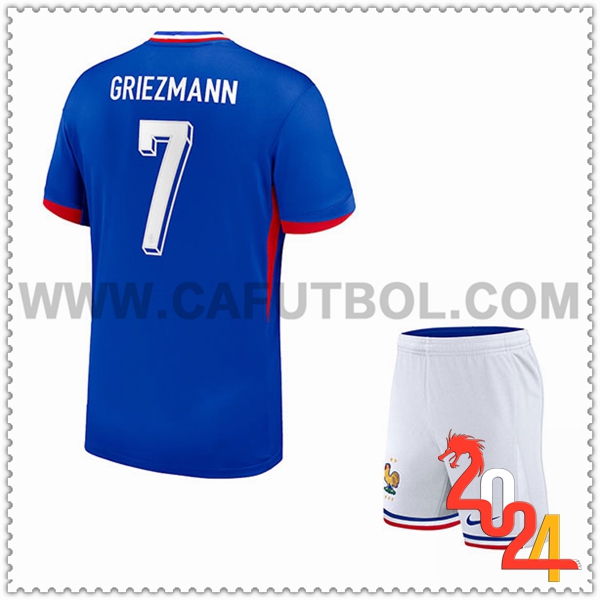 Primera Camiseta Futbol Francia GRIEZMANN #7 Ninos Eurocopa 2024