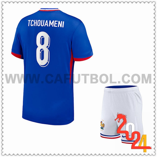 Primera Camiseta Futbol Francia TCHOUAMENI #8 Ninos Eurocopa 2024