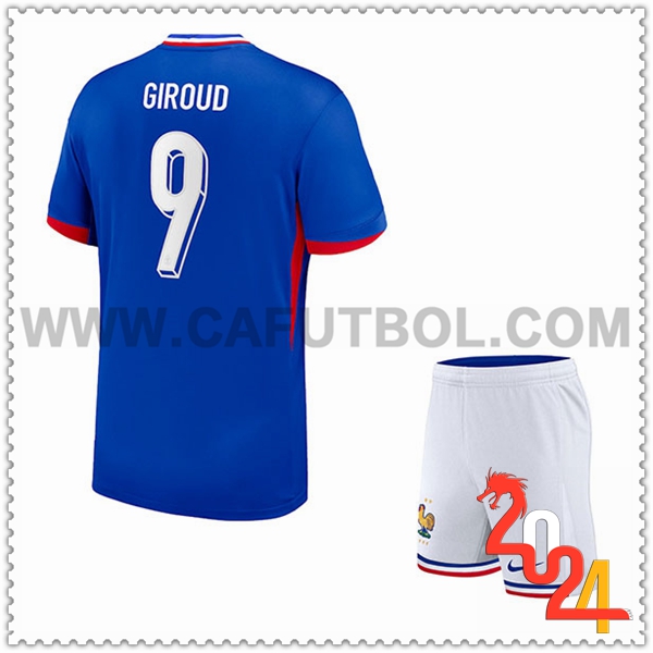 Primera Camiseta Futbol Francia GIROUD #9 Ninos Eurocopa 2024