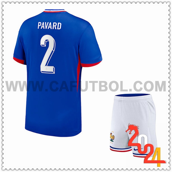 Primera Camiseta Futbol Francia PAVARD #2 Ninos Eurocopa 2024