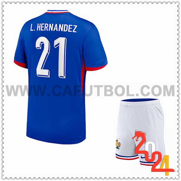 Primera Camiseta Futbol Francia L. HERNANDEZ #21 Ninos Eurocopa 2024